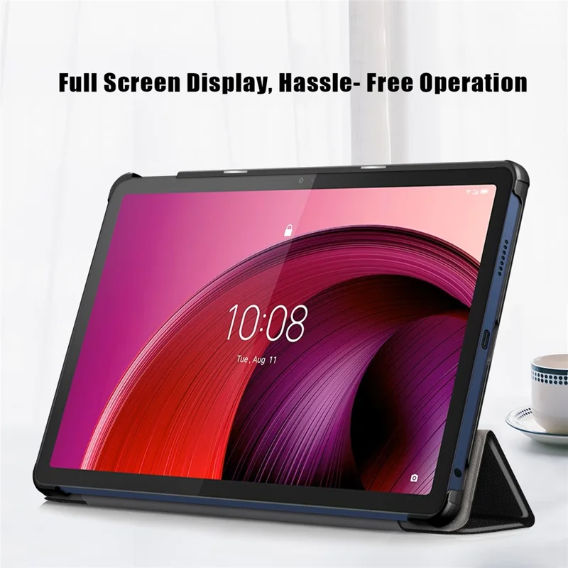 Für Lenovo Tab M10 5G TB-360ZU Trifold Stand Smart Case PU Leder Fullbody Schutzhülle - Schwarz