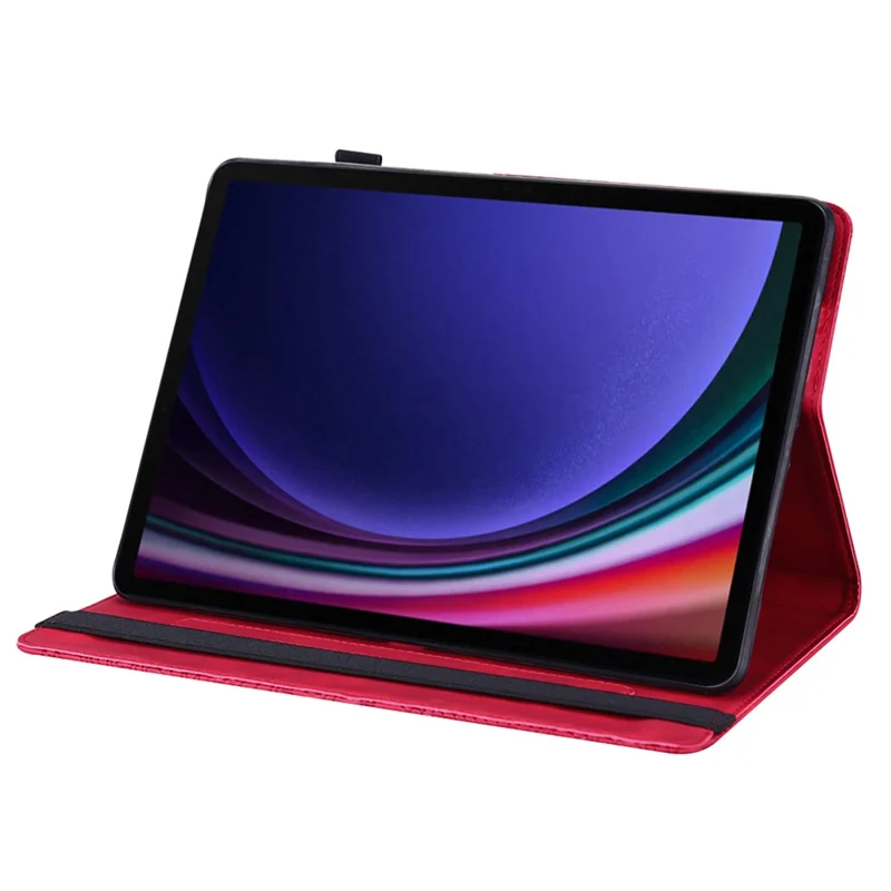 For Samsung Galaxy Tab S10 FE / S9 FE / S9 PU Leather Card Holder Tablet Case Flower Imprinting Support Stand Cover - Red