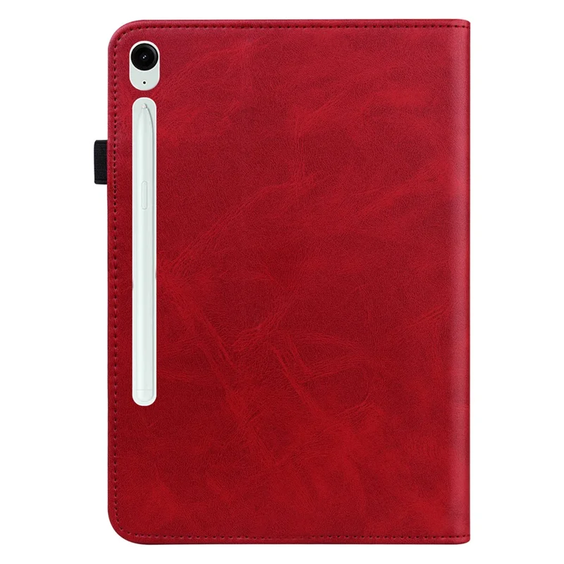 Para Samsung Galaxy Tab S10 / S9 / S9 FE Capa Protetora com Suporte PU com Linha Impressa - Vermelho