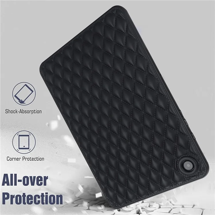 For Samsung Galaxy Tab A8 10.5 (2021) / (2022) / X200 Rhombus Pattern Anti-Drop Tablet Case Shockproof Soft TPU Back Cover - Black