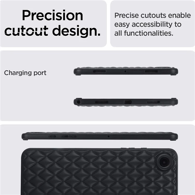 For Samsung Galaxy Tab A8 10.5 (2021) / (2022) / X200 Rhombus Pattern Anti-Drop Tablet Case Shockproof Soft TPU Back Cover - Black