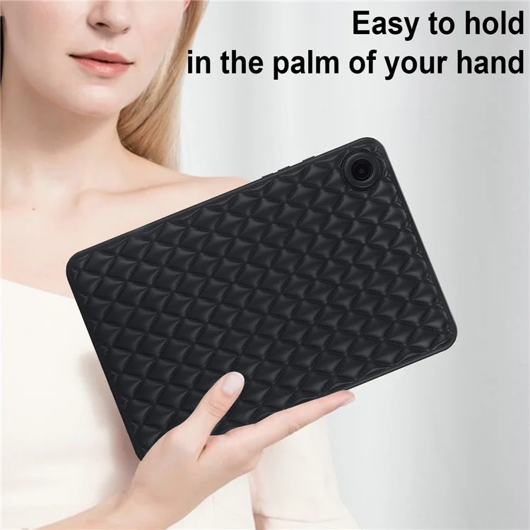 For Samsung Galaxy Tab A8 10.5 (2021) / (2022) / X200 Rhombus Pattern Anti-Drop Tablet Case Shockproof Soft TPU Back Cover - Black