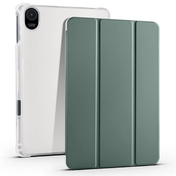 For Honor Pad 8 Trifold Stand Tablet-Hülle mit Stifthalter, PU-Leder, transparente TPU-Rückseite, automatisches Aufwachen / Schlafen - Mitternachtsgrün