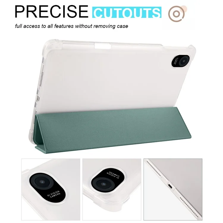 For Honor Pad 8 Trifold Stand Tablet-Hülle mit Stifthalter, PU-Leder, transparente TPU-Rückseite, automatisches Aufwachen / Schlafen - Mitternachtsgrün