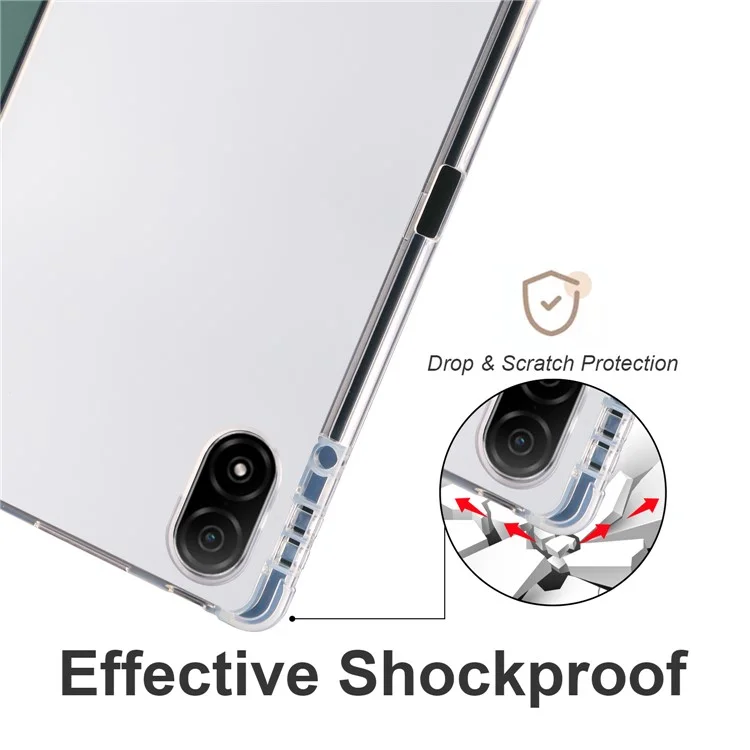 Funda para tableta con soporte plegable triple For Honor Pad V8 Pro, de cuero PU y TPU transparente con soporte para lápiz, color verde medianoche 