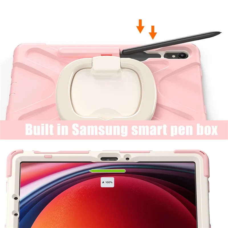 For Samsung Galaxy Tab S10 Lite / S10 FE / S9 FE / S9 / S8 / S7 PC+Silicone Case Rotating Kickstand Tablet Cover - Pink