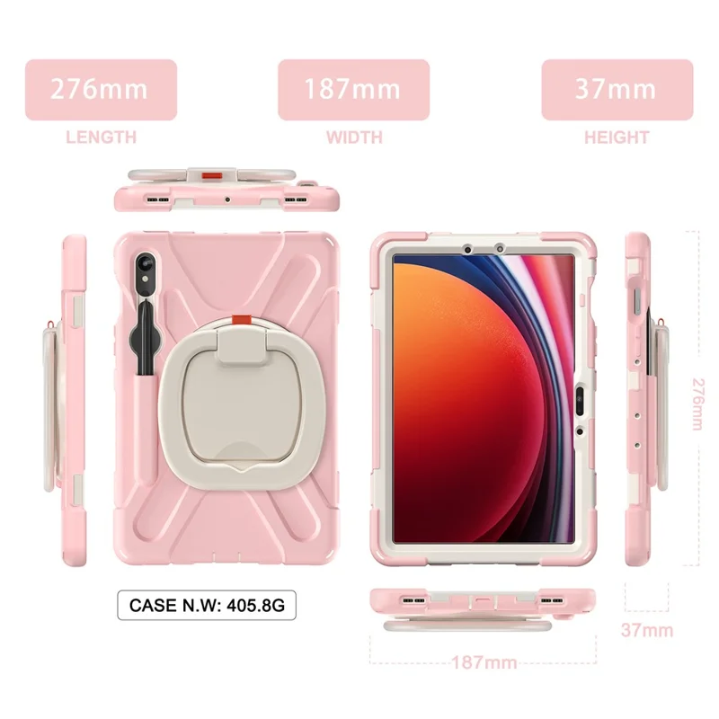 For Samsung Galaxy Tab S10 Lite / S10 FE / S9 FE / S9 / S8 / S7 PC+Silicone Case Rotating Kickstand Tablet Cover - Pink