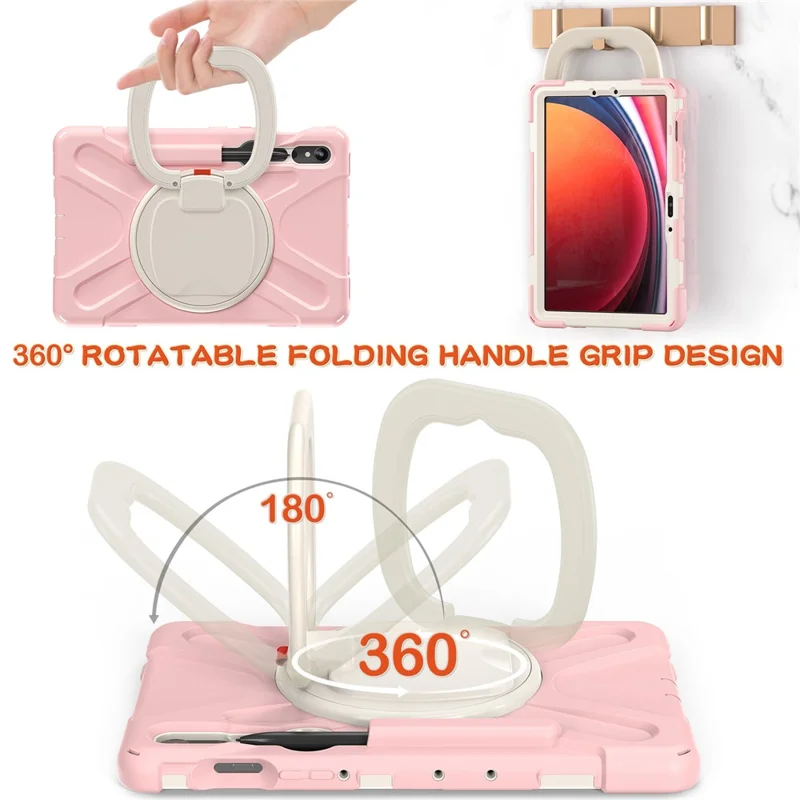 For Samsung Galaxy Tab S10 Lite / S10 FE / S9 FE / S9 / S8 / S7 PC+Silicone Case Rotating Kickstand Tablet Cover - Pink