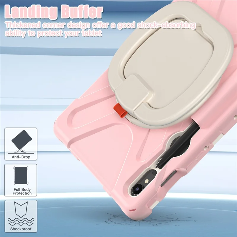 For Samsung Galaxy Tab S10 Lite / S10 FE / S9 FE / S9 / S8 / S7 PC+Silicone Case Rotating Kickstand Tablet Cover - Pink