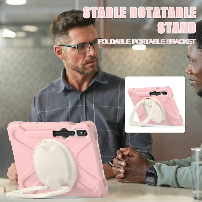 For Samsung Galaxy Tab S10 Lite / S10 FE / S9 FE / S9 / S8 / S7 PC+Silicone Case Rotating Kickstand Tablet Cover - Pink
