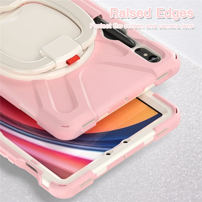 For Samsung Galaxy Tab S10 Lite / S10 FE / S9 FE / S9 / S8 / S7 PC+Silicone Case Rotating Kickstand Tablet Cover - Pink