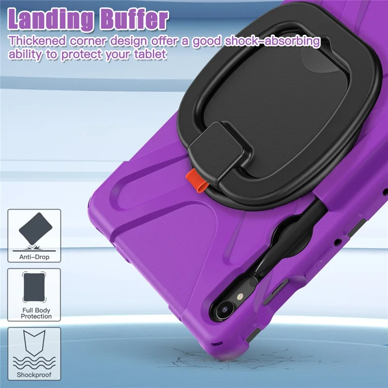For Samsung Galaxy Tab S10 Lite / S10 FE / S9 FE / S9 / S8 / S7 PC+Silicone Case Rotating Kickstand Tablet Cover - Purple