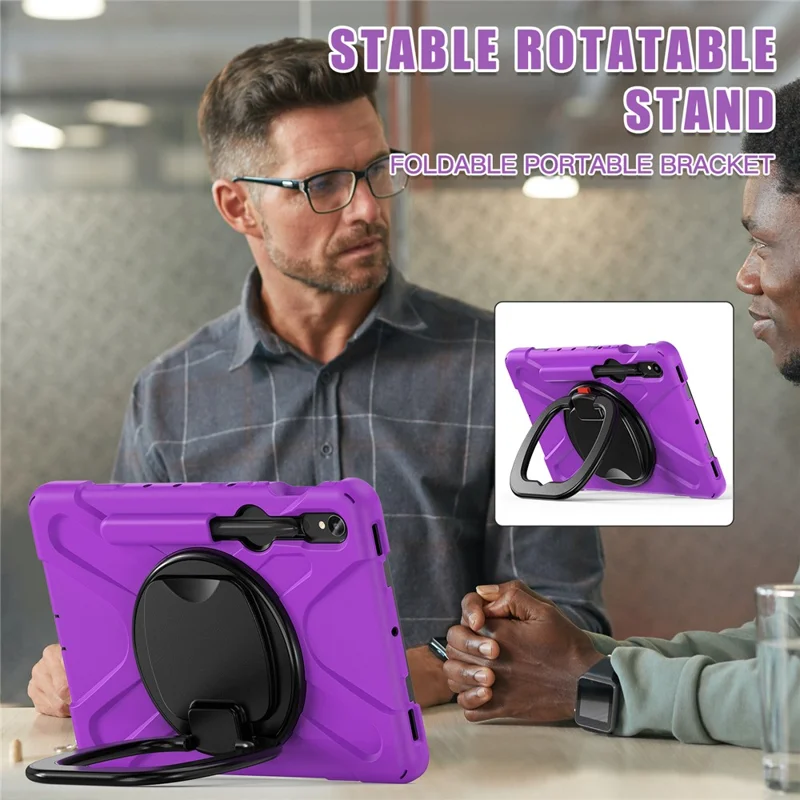 For Samsung Galaxy Tab S10 Lite / S10 FE / S9 FE / S9 / S8 / S7 PC+Silicone Case Rotating Kickstand Tablet Cover - Purple