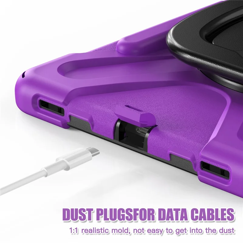For Samsung Galaxy Tab S10 Lite / S10 FE / S9 FE / S9 / S8 / S7 PC+Silicone Case Rotating Kickstand Tablet Cover - Purple