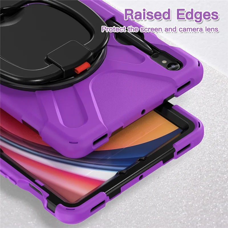 For Samsung Galaxy Tab S10 Lite / S10 FE / S9 FE / S9 / S8 / S7 PC+Silicone Case Rotating Kickstand Tablet Cover - Purple