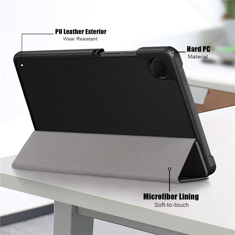 Étui en cuir PU pour Samsung Galaxy Tab A9 X115 avec support pliant - Noir