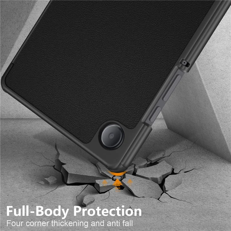 Pour Samsung Galaxy Tab A9 PU Tablet en Cuir Couverce Tri-feld Cover - Noir