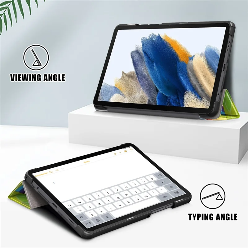For Samsung Galaxy Tab A9 X115 Tri-fold Stand Tablet Leather Case Pattern Printing Tablet Cover - Horse