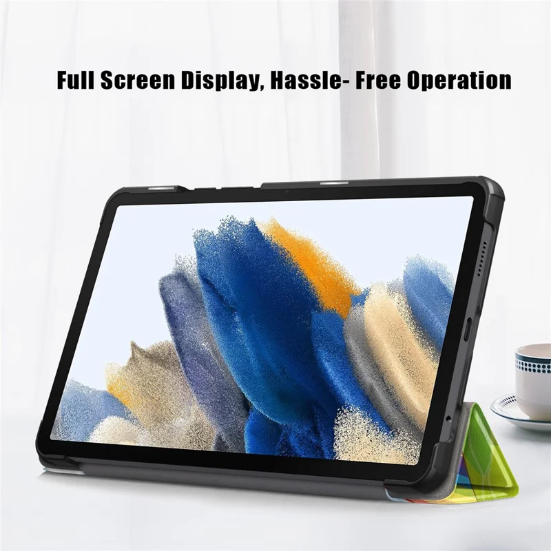 For Samsung Galaxy Tab A9 X115 Tri-fold Stand Tablet Leather Case Pattern Printing Tablet Cover - Horse