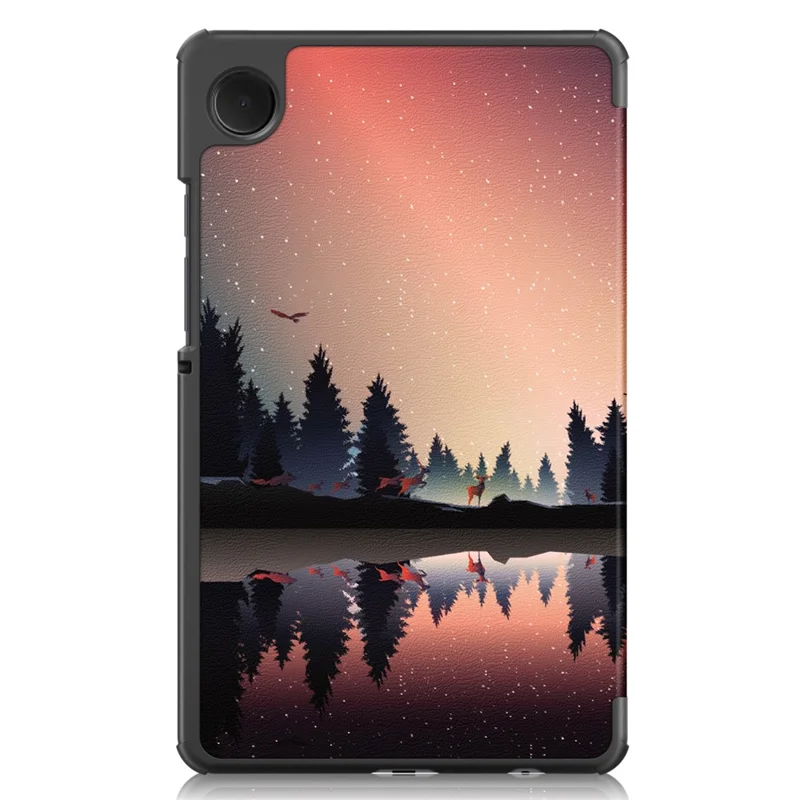 For Samsung Galaxy Tab A9 X115 Tri-fold Stand Tablet Leather Case Pattern Printing Tablet Cover - Nightfall