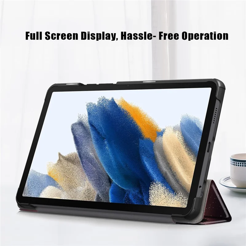 For Samsung Galaxy Tab A9 X115 Tri-fold Stand Tablet Leather Case Pattern Printing Tablet Cover - Nightfall
