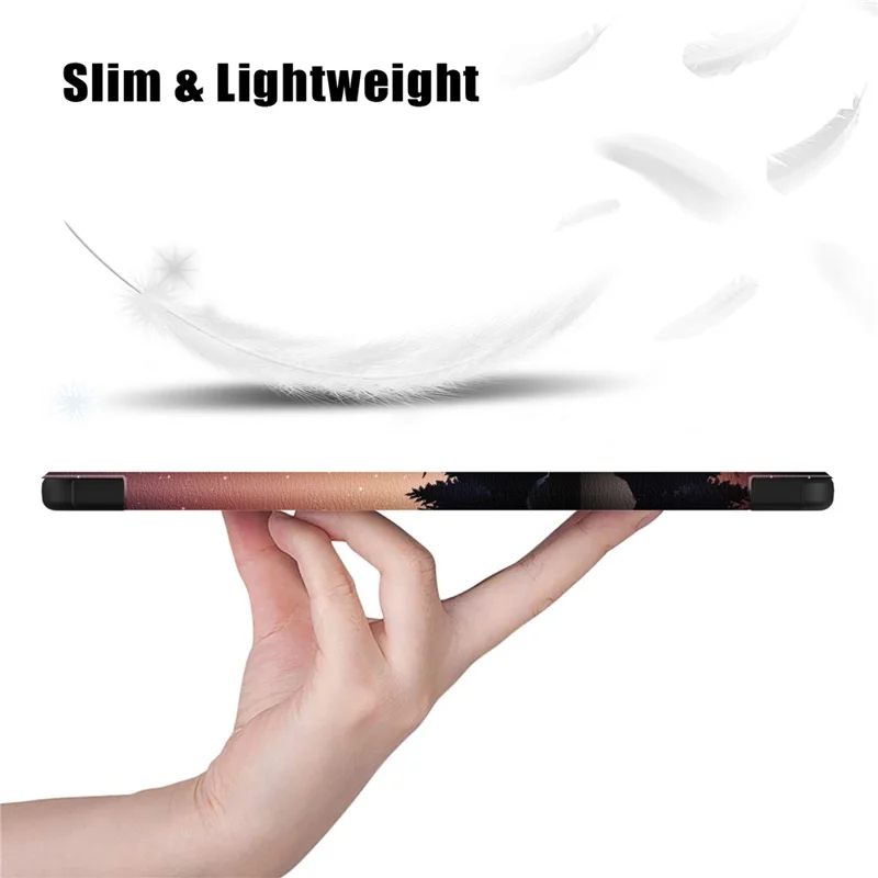 For Samsung Galaxy Tab A9 X115 Tri-fold Stand Tablet Leather Case Pattern Printing Tablet Cover - Nightfall