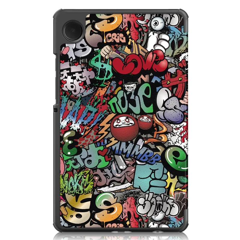 For Samsung Galaxy Tab A9 X115 Tri-fold Stand Tablet Leather Case Pattern Printing Tablet Cover - Graffiti