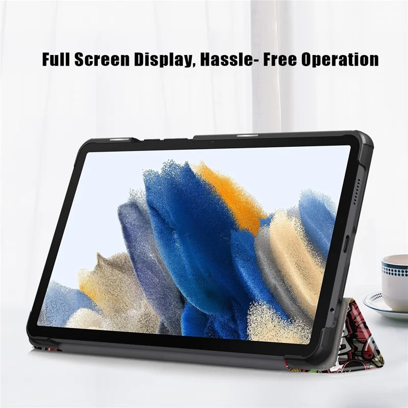 For Samsung Galaxy Tab A9 X115 Tri-fold Stand Tablet Leather Case Pattern Printing Tablet Cover - Graffiti