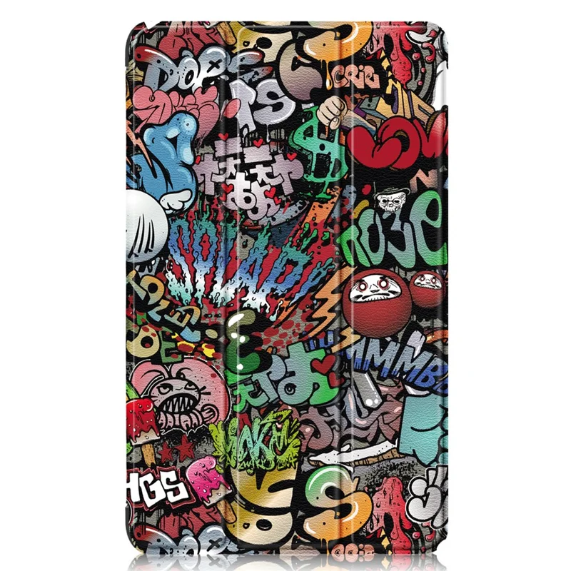 For Samsung Galaxy Tab A9 X115 Tri-fold Stand Tablet Leather Case Pattern Printing Tablet Cover - Graffiti