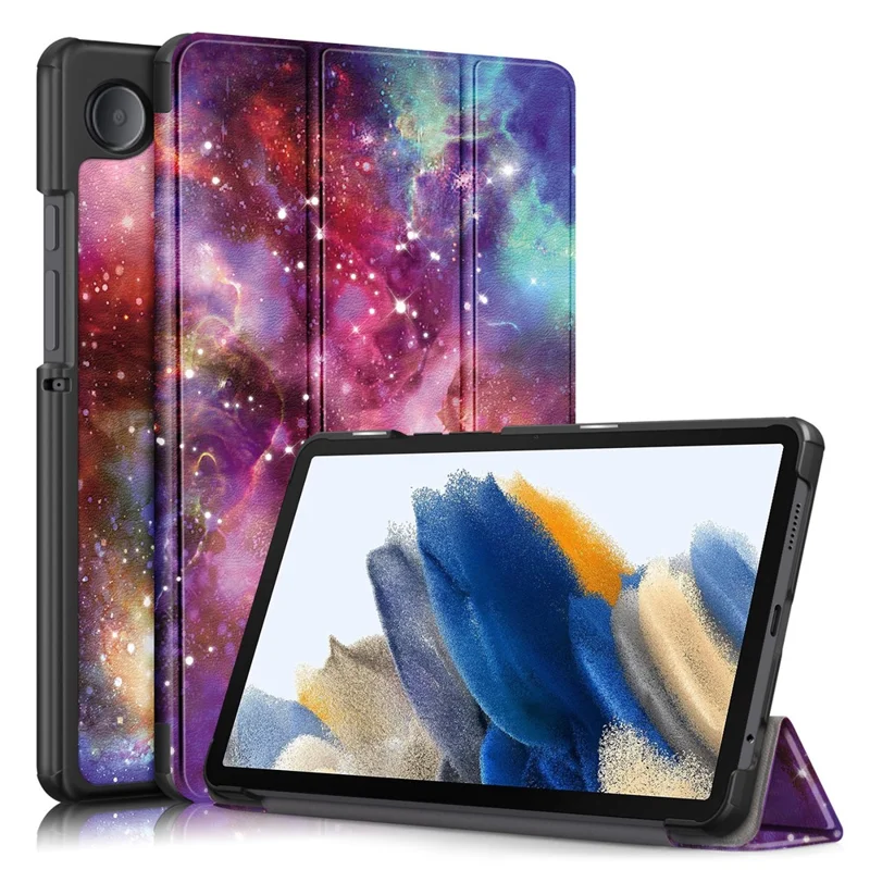 For Samsung Galaxy Tab A11 / A9 Tri-fold Stand Tablet Leather Case Pattern Printing Tablet Cover - Galaxy