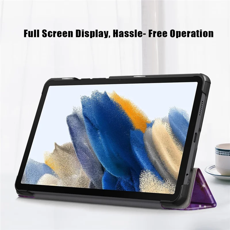 For Samsung Galaxy Tab A11 / A9 Tri-fold Stand Tablet Leather Case Pattern Printing Tablet Cover - Galaxy