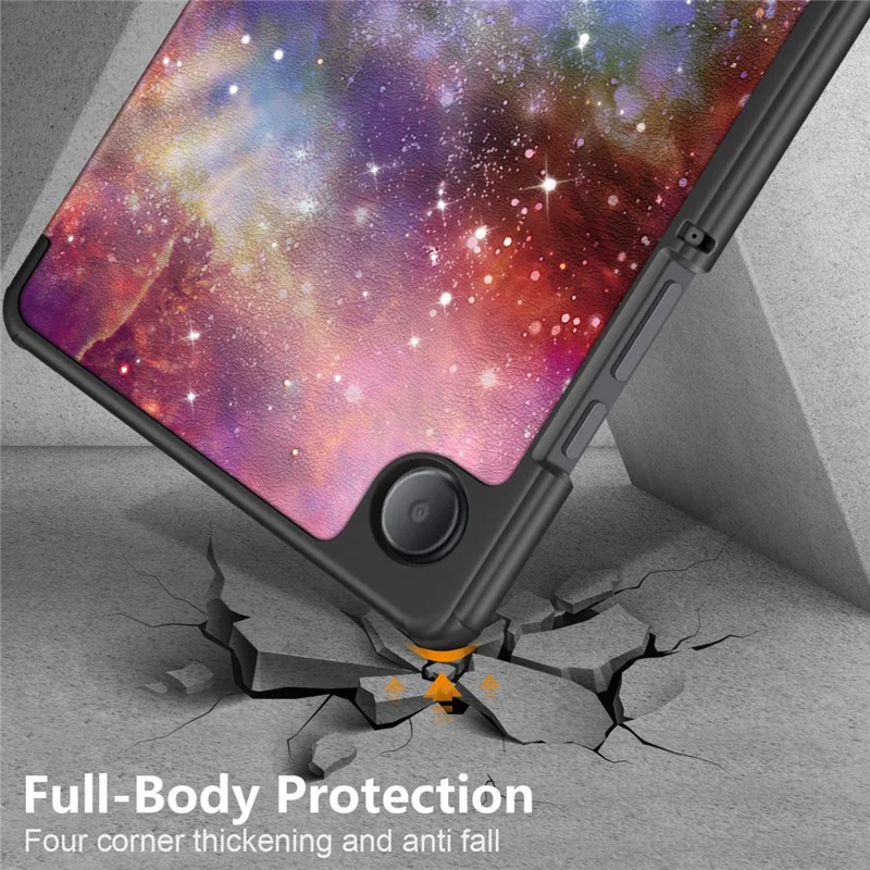 For Samsung Galaxy Tab A11 / A9 Tri-fold Stand Tablet Leather Case Pattern Printing Tablet Cover - Galaxy