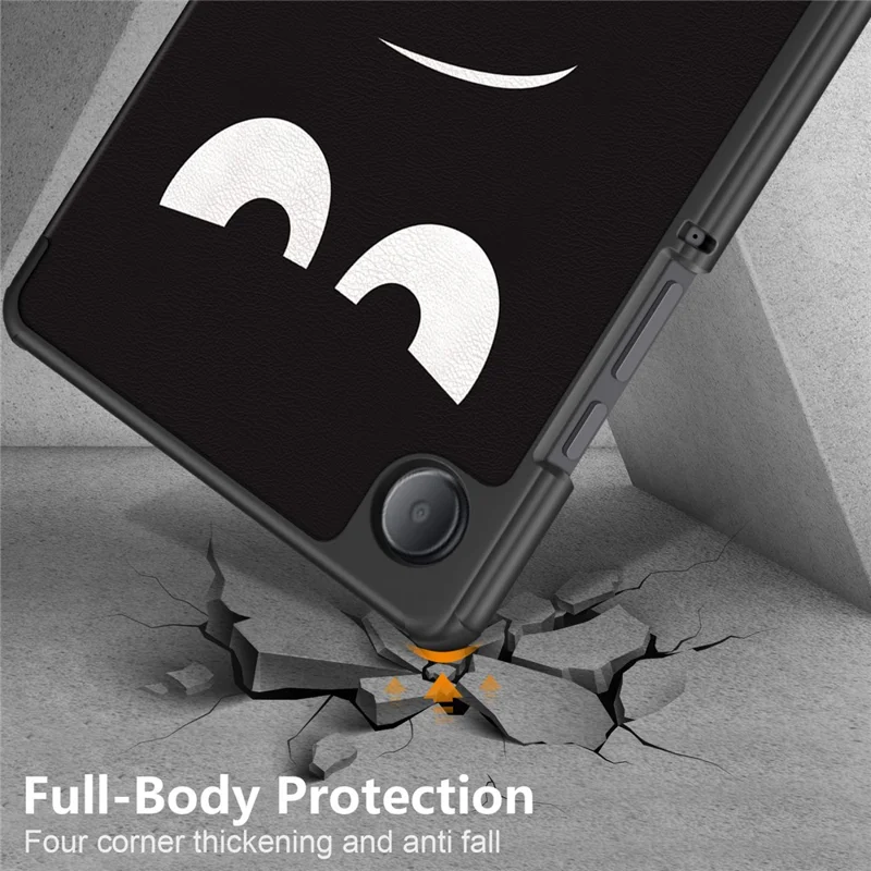 Per Samsung Galaxy Tab A9 X115 Custodia in pelle con supporto a tre ante Custodia in pelle con stampa per tablet - Non toccarmi