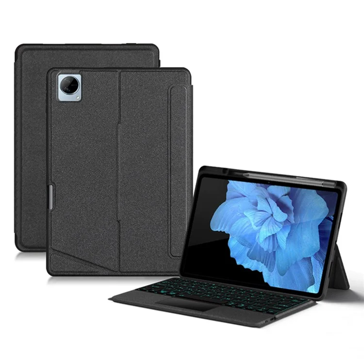 For vivo Pad Leather Case + Bluetooth-compatible Keyboard with Backlight Trackpad - Black