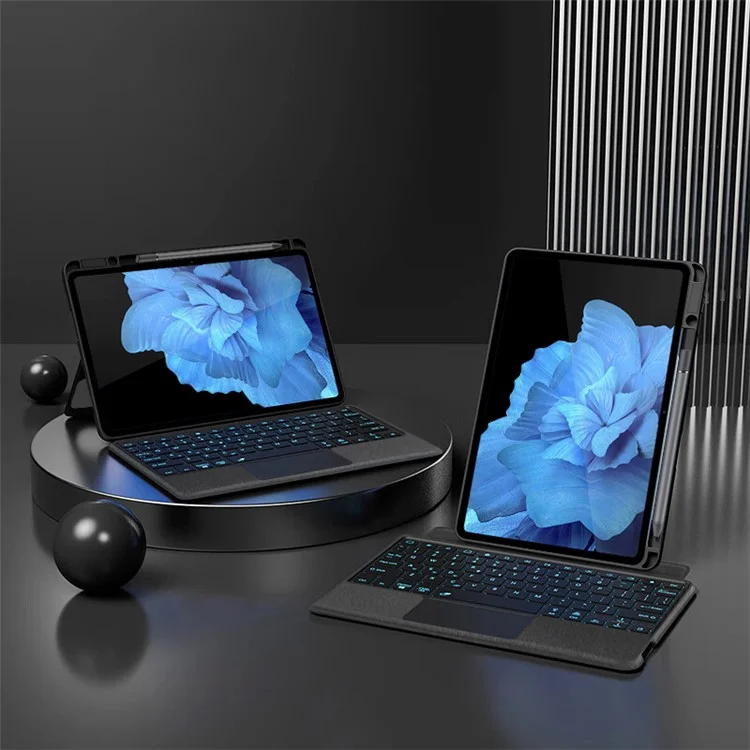 For vivo Pad Leather Case + Bluetooth-compatible Keyboard with Backlight Trackpad - Black