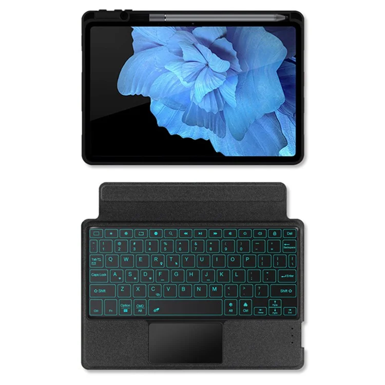 For vivo Pad Leather Case + Bluetooth-compatible Keyboard with Backlight Trackpad - Black