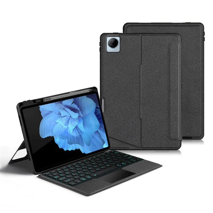 For vivo Pad Leather Case + Bluetooth-compatible Keyboard with Backlight Trackpad - Black