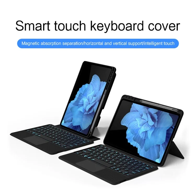 For vivo Pad Leather Case + Bluetooth-compatible Keyboard with Backlight Trackpad - Black