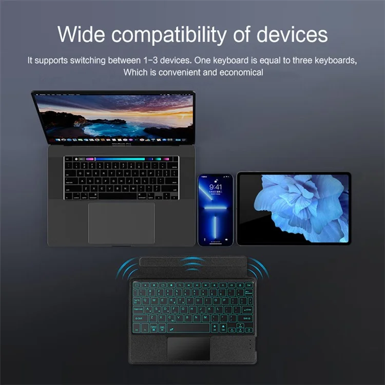 For vivo Pad Leather Case + Bluetooth-compatible Keyboard with Backlight Trackpad - Black