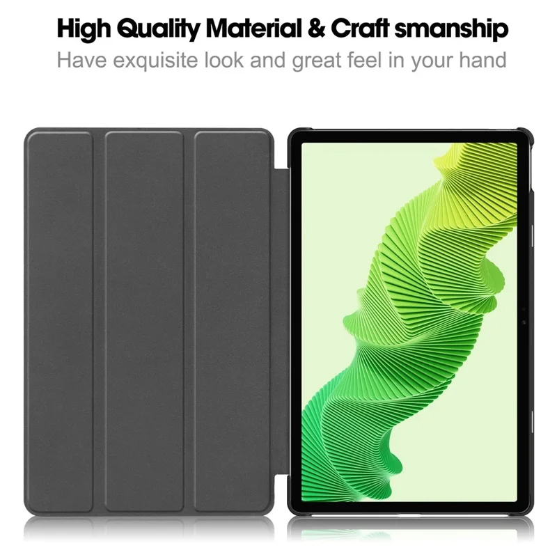 Per Realme Pad 2 Trifold Stand Tablet Case PU Leather Full Protection Cover - Dark Blue