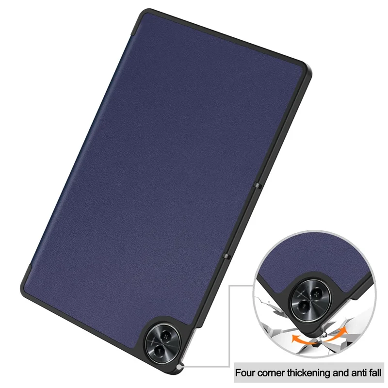 Per Realme Pad 2 Trifold Stand Tablet Case PU Leather Full Protection Cover - Dark Blue