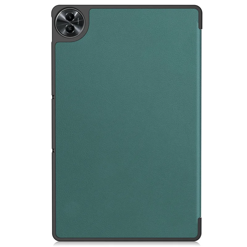 For Realme Pad 2 Trifold Stand Tablet Case PU Leather Full Protection Cover - Blackish Green