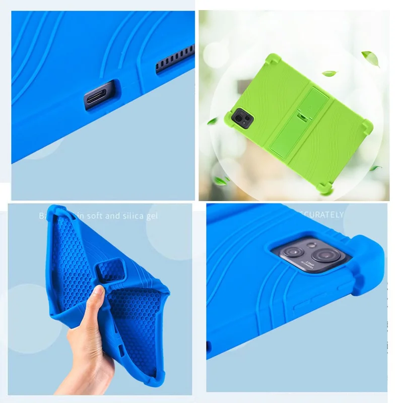 Pour Blackview Oscal Pad 13 Étui en silicone pour tablette PC avec support de maintien, anti-dérapant, protection - Rouge