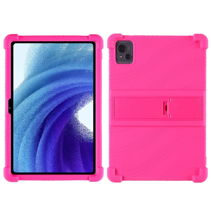 For Blackview Oscal Pad 13 Silicone Tablet Case PC Kickstand Anti-Slip Protective Cover - Rose