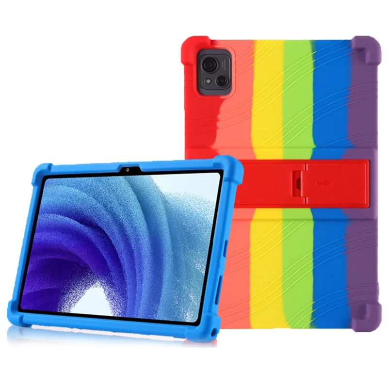 For Blackview Oscal Pad 13 Silicone Tablet Case PC Kickstand Anti-Slip Protective Cover - Rose