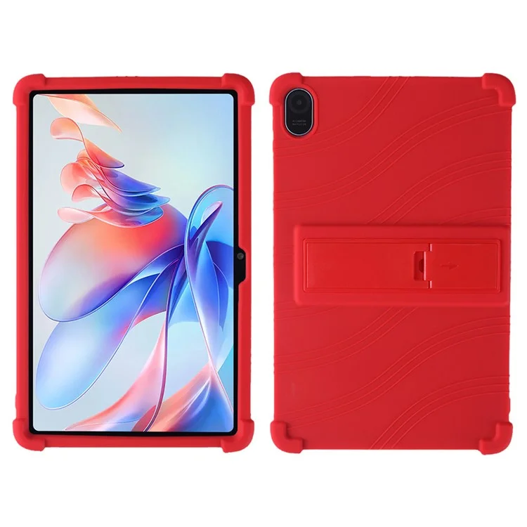 For Blackview Tab 11 WiFi Tablet Silicone Case PC Kickstand Anti-drop Corner Tablet Cover - Red