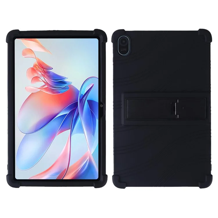 For Blackview Tab 11 WiFi Tablet Silicone Case PC Kickstand Anti-drop Corner Tablet Cover - Black