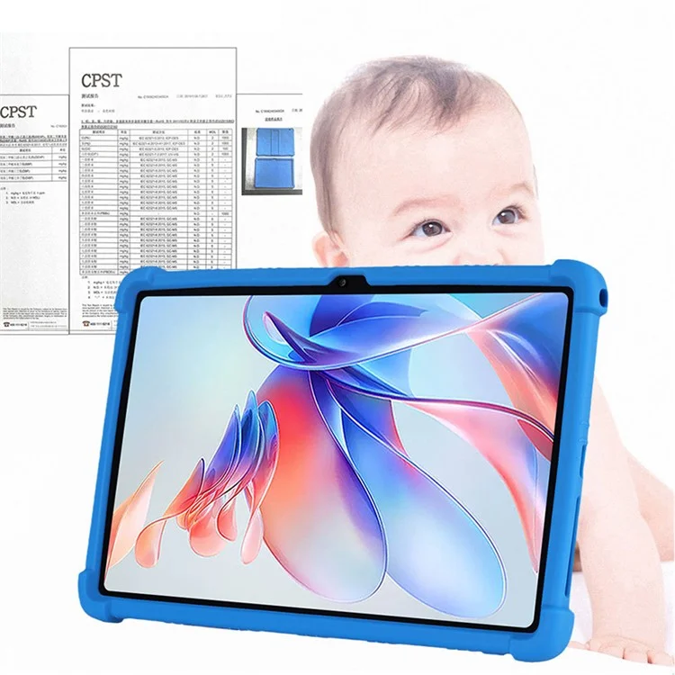 For Blackview Tab 11 WiFi Tablet Silicone Case PC Kickstand Anti-drop Corner Tablet Cover - Black