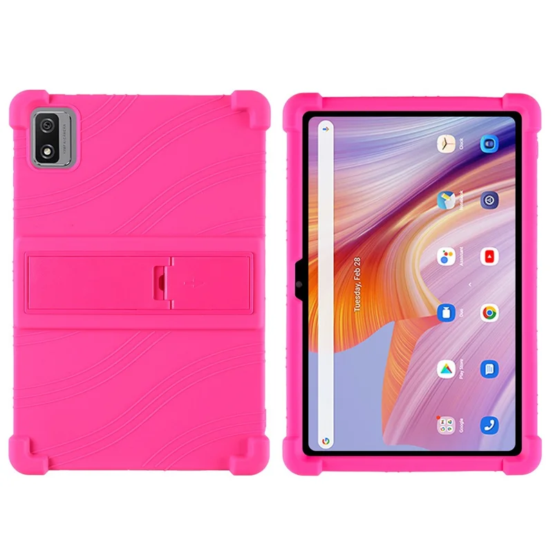 For Blackview Tab 12 Pro Silicone Tablet Case Anti-drop Tablet Cover with PC Kickstand - Rose