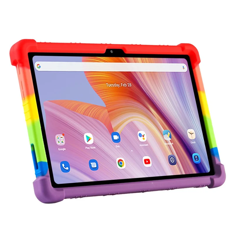 For Blackview Tab 12 Pro Silicone Tablet Case Anti-drop Tablet Cover with PC Kickstand - Rose